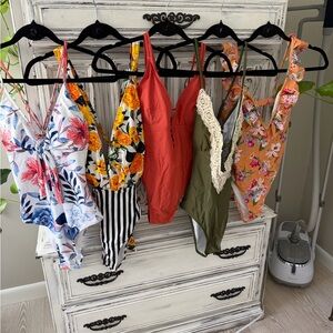 Cupshe Women's One Piece Swimsuits - Floral, Striped.